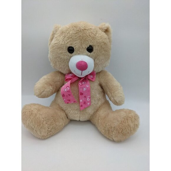Hug & Luv Tan Plush Bear with  Scarf 16 in Big Soft and Cuddly - Picture 4 of 6